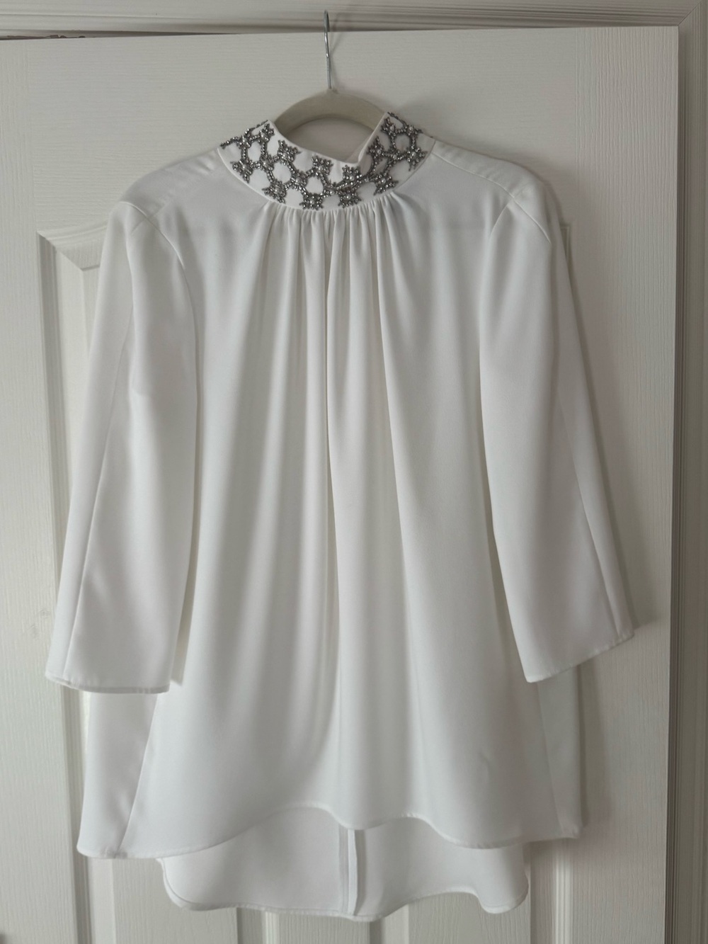 Tara Jarmon Embellished High Neck Blouse - White